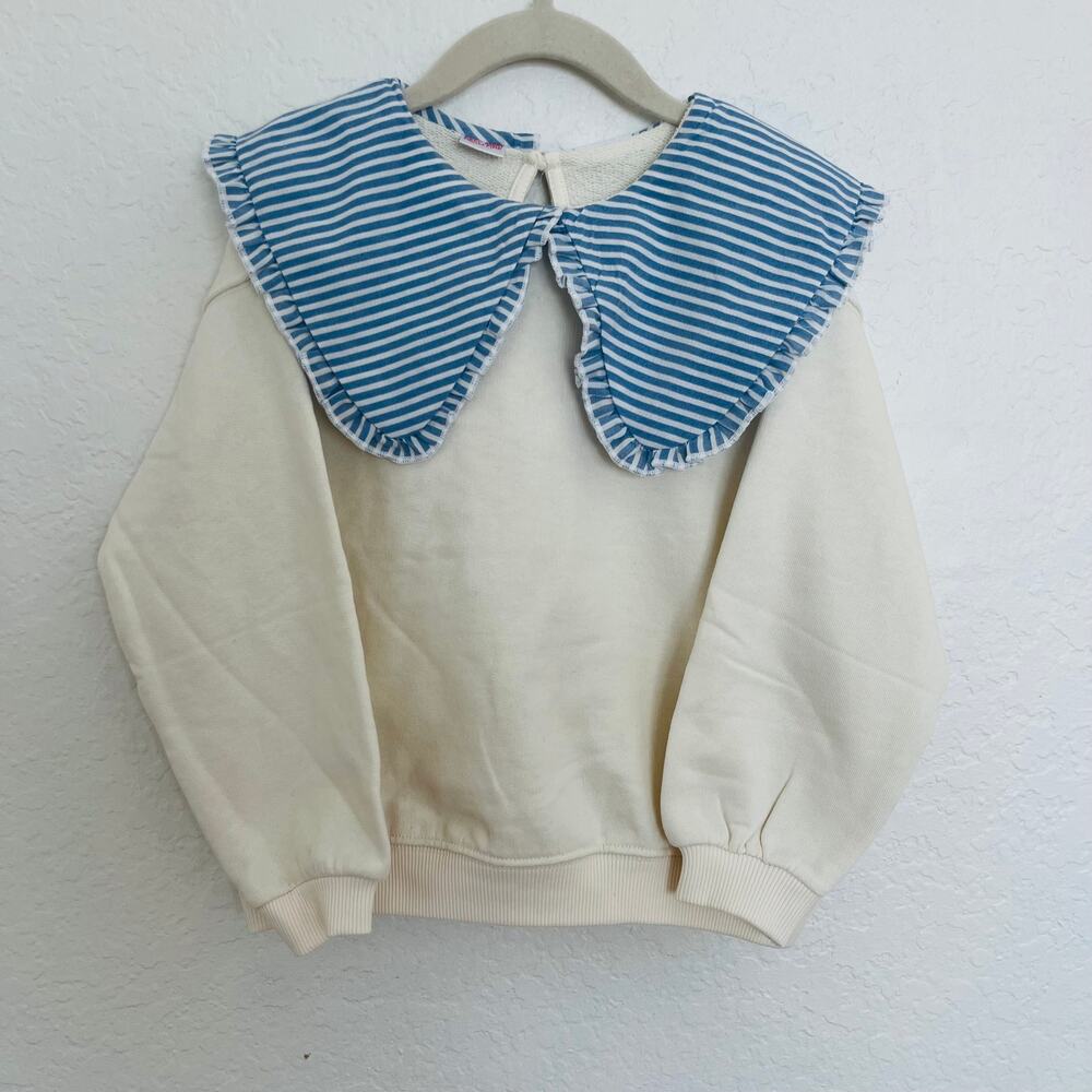 ZARA Kids Striped Statement Collar Sweatshirt 5Y NWT